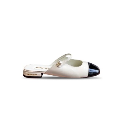 MIU MIU MARY JANE PATENT LEATHER FLAT MULES 